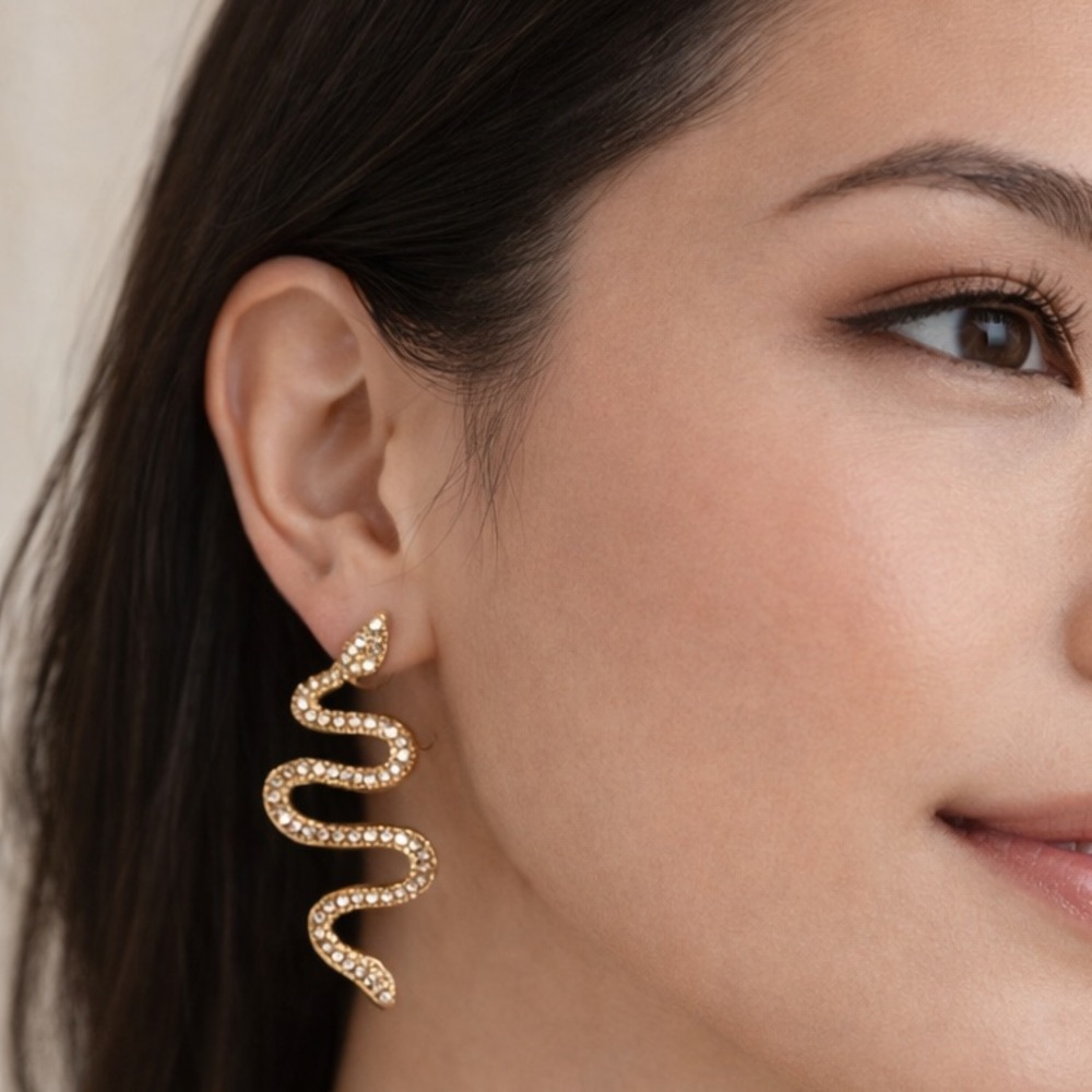 nOir Jewelry Gold Snake Earrings